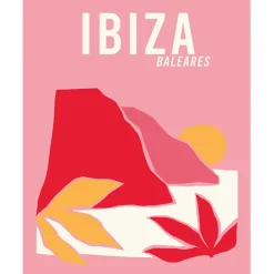 Affiche "Ibiza baléares" rose 30x40cm