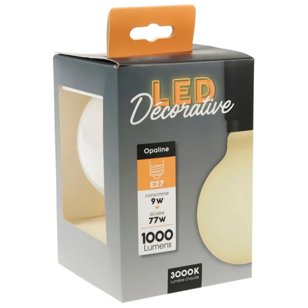 Ampoule led filament opaline globe - 9 w. 1000 lm. e27. g95.