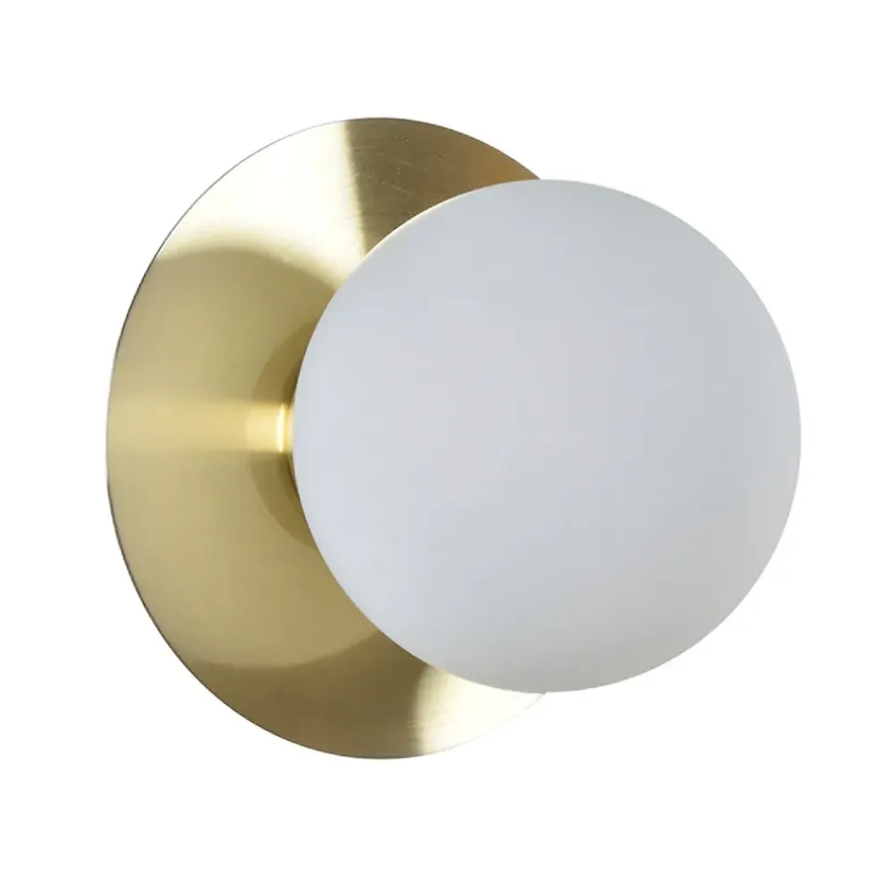 Applique en metal doré et verre laiton d18cm blanc - Manor