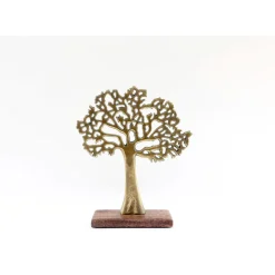 Arbre de vie doré sur socle en bois de manguier h26.5cm