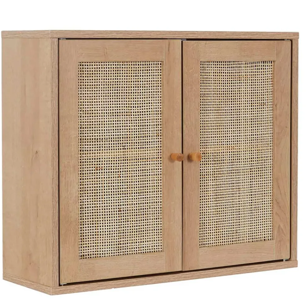 Armoire murale 2 portes bois et cannage 60xh50cm - Baia