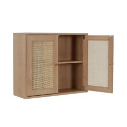 Armoire murale 2 portes bois et cannage 60xh50cm - Baia