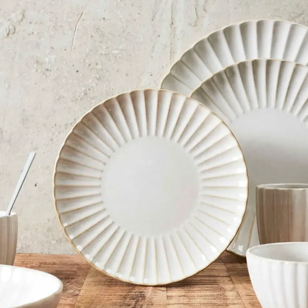 Assiette à dessert en céramique beige d21cm - Vlora