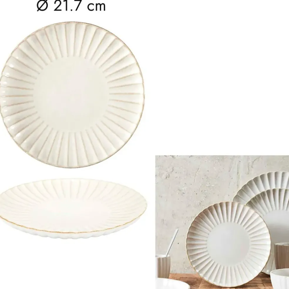 Assiette à dessert en céramique beige d21cm - Vlora