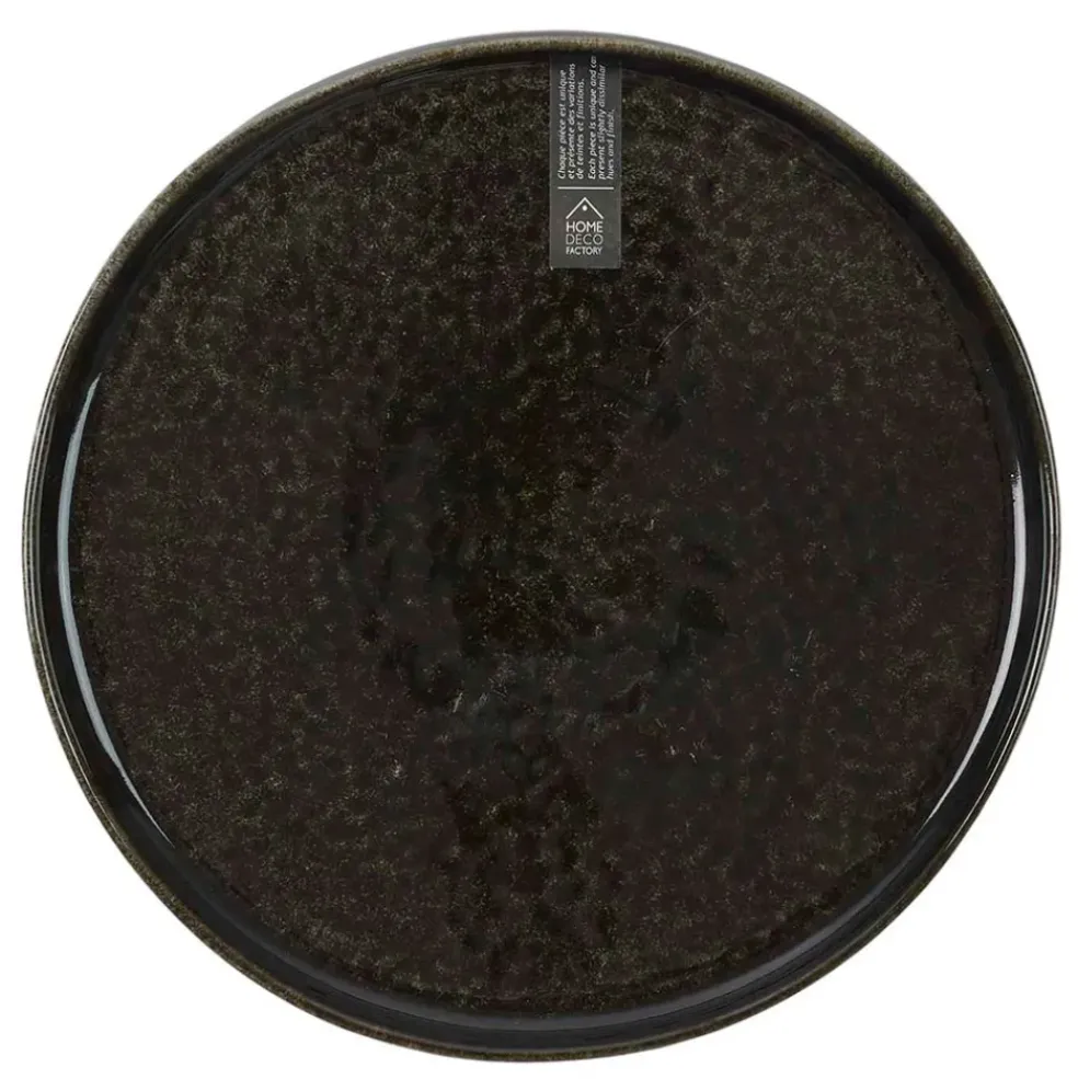 Assiette à dessert en grès noir d20.5cm