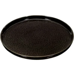 Assiette à dessert en grès noir d20.5cm