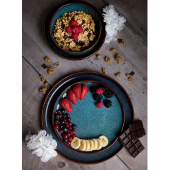 Assiette à dessert en grès bleu d20cm - Volga