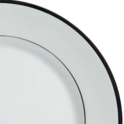 Assiette à dessert en porcelaine blanc et platine d20cm - ginger