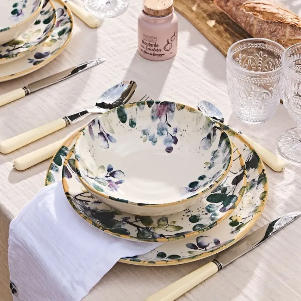 Assiette à pates en faïence blanc d22cm - Garden