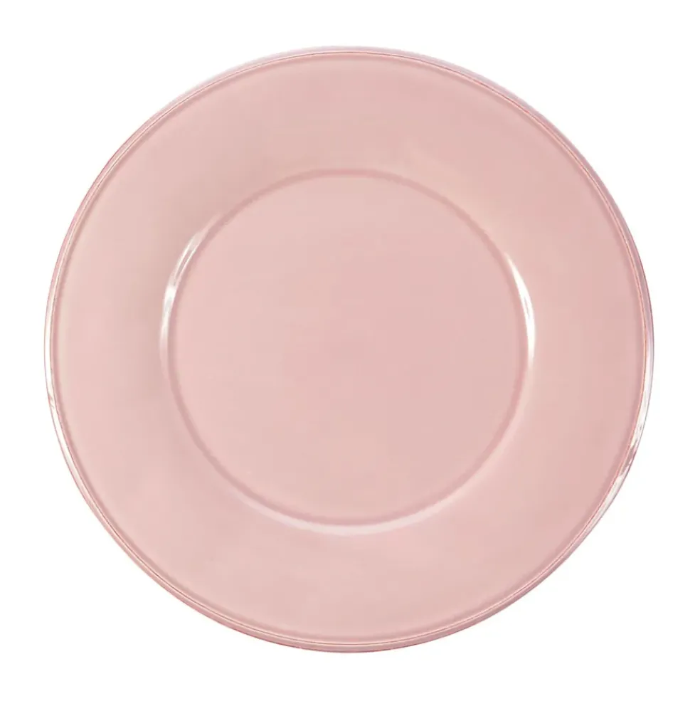 Assiette a dessert en faïence rose poudré d23.5cm -constance