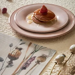 Assiette a dessert en faïence rose poudré d23.5cm -constance