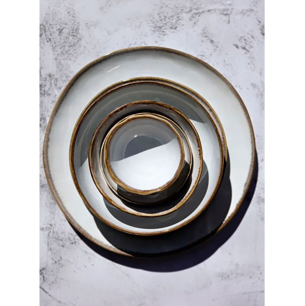 Assiette a dessert en grès nacré d20cm - Nori