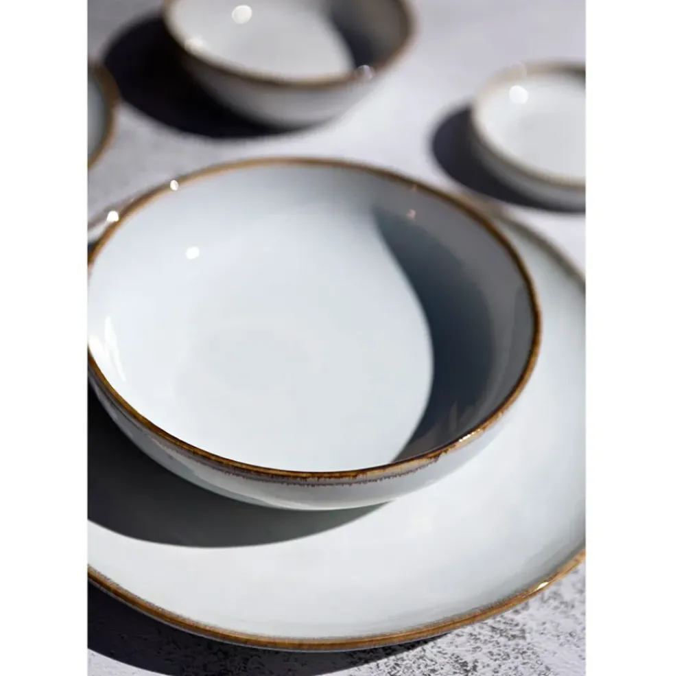 Assiette a dessert en grès nacré d20cm - Nori