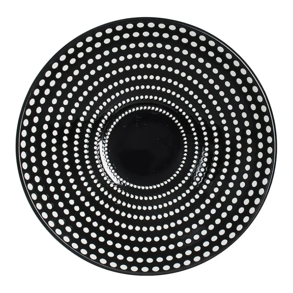 Assiette calotte en grès pois noir d19cm - galaxy