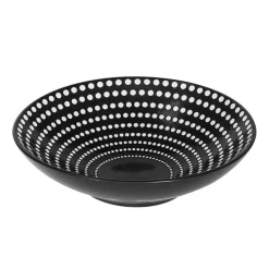Assiette calotte en grès pois noir d19cm - galaxy