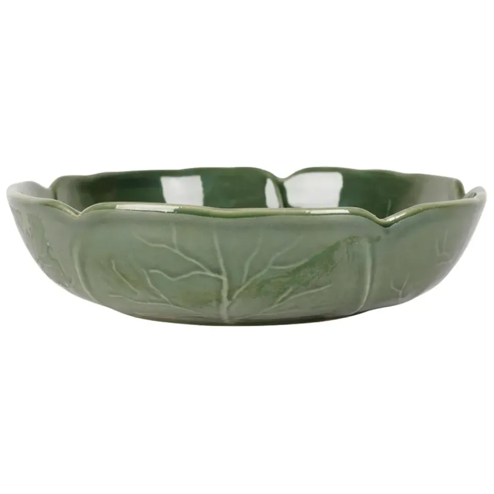 Assiette creuse chou en grès vert d20cm