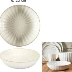 Assiette creuse en céramique beige d20cm - Vlora