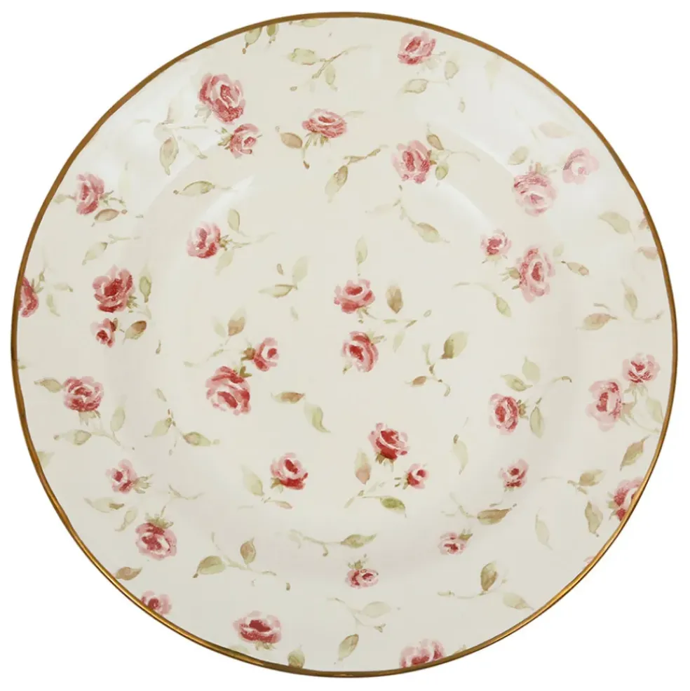 Assiette creuse en faïence rose et doré d23cm - Rose