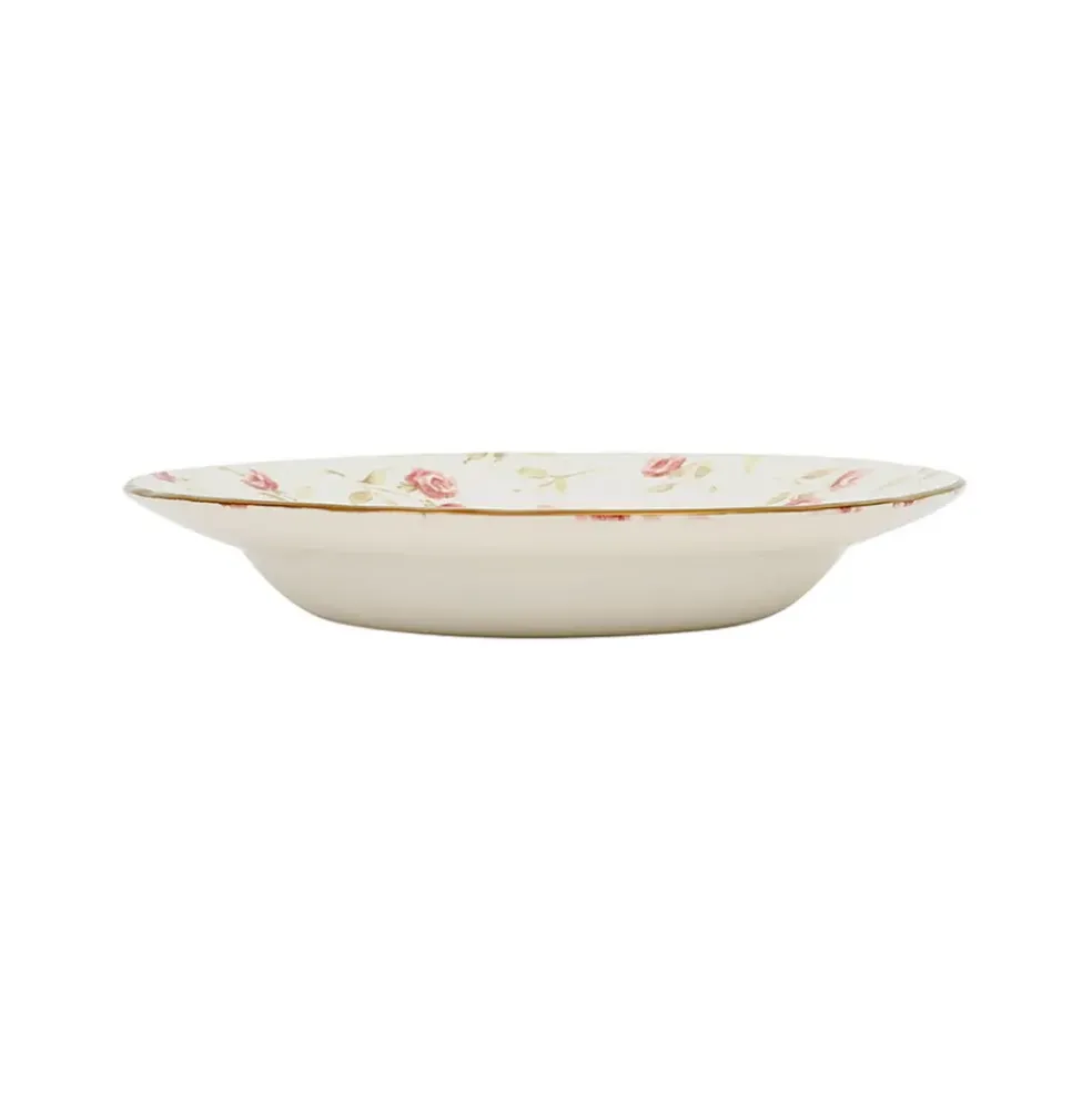 Assiette creuse en faïence rose et doré d23cm - Rose