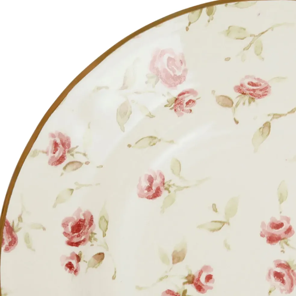 Assiette creuse en faïence rose et doré d23cm - Rose