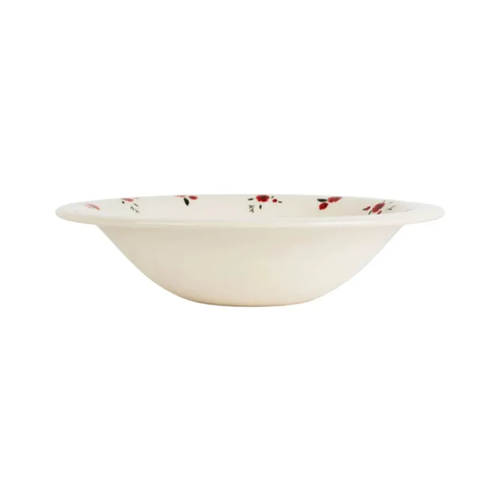 Assiette creuse en faience rouge d20cm - Paquerette