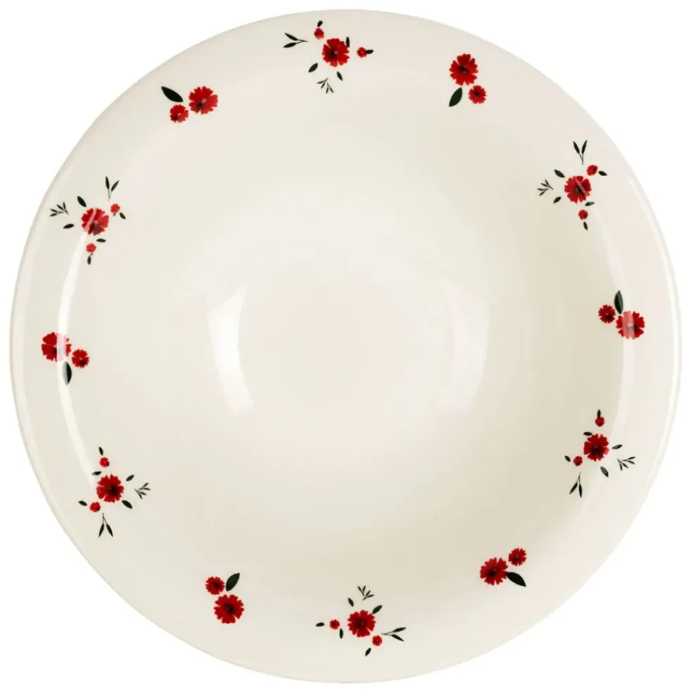 Assiette creuse en faience rouge d20cm - Paquerette
