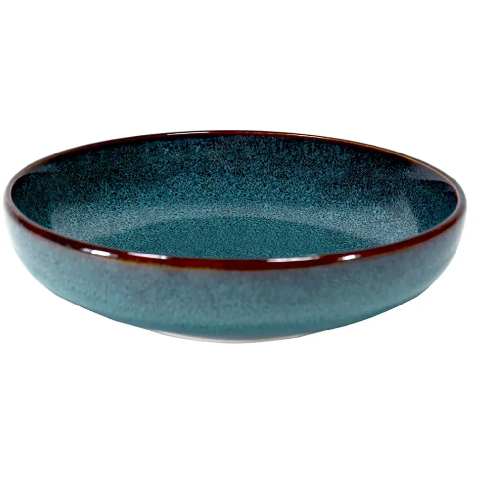 Assiette creuse en grès bleu d19cm - Volga