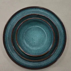 Assiette creuse en grès bleu d19cm - Volga