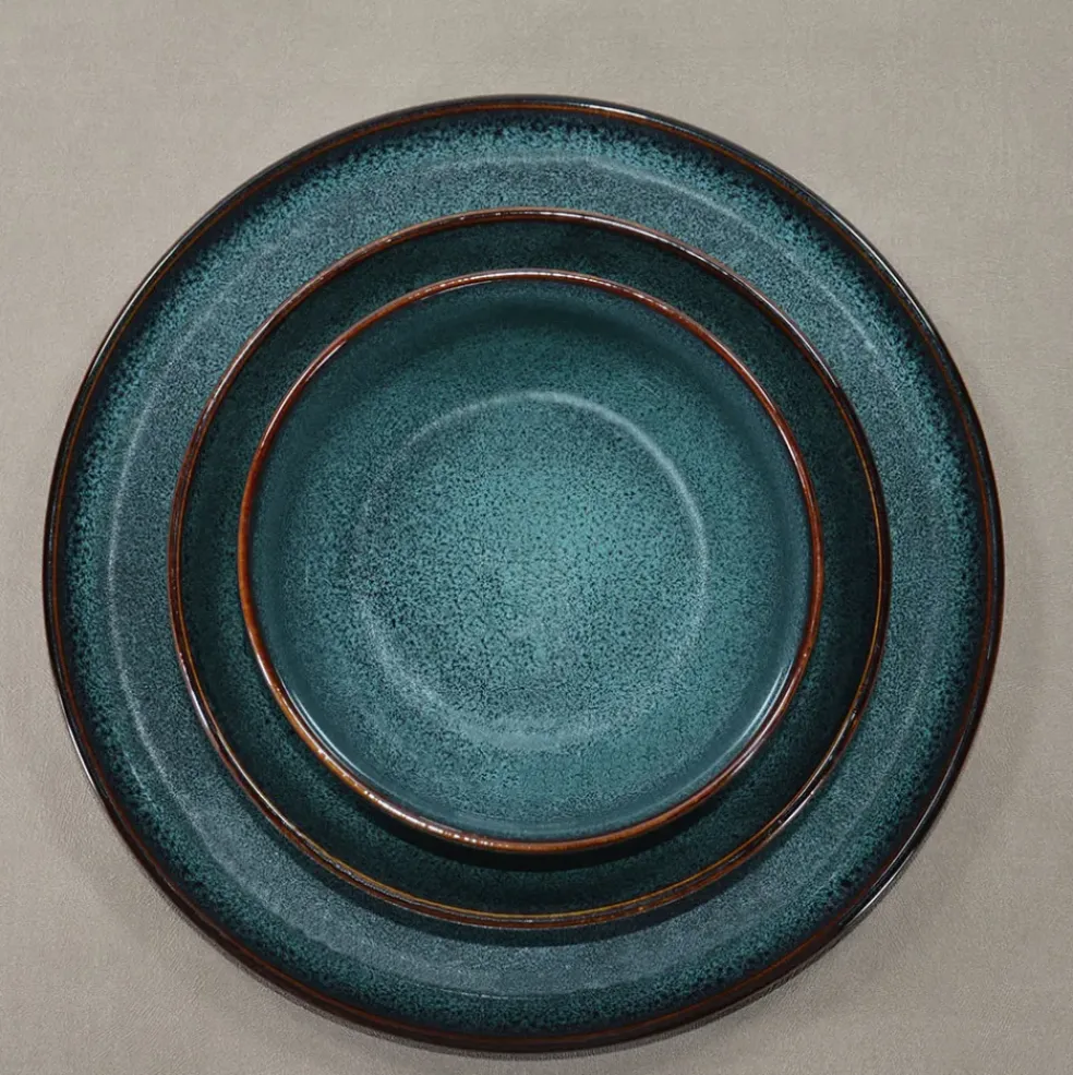 Assiette creuse en grès bleu d19cm - Volga