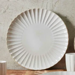 Assiette de présentation en céramique beige d32cm - Vlora