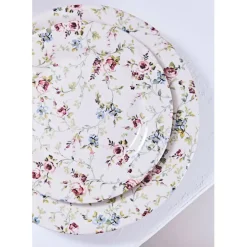 Assiette dessert en faïence multicolore d21cm - fleurs champs