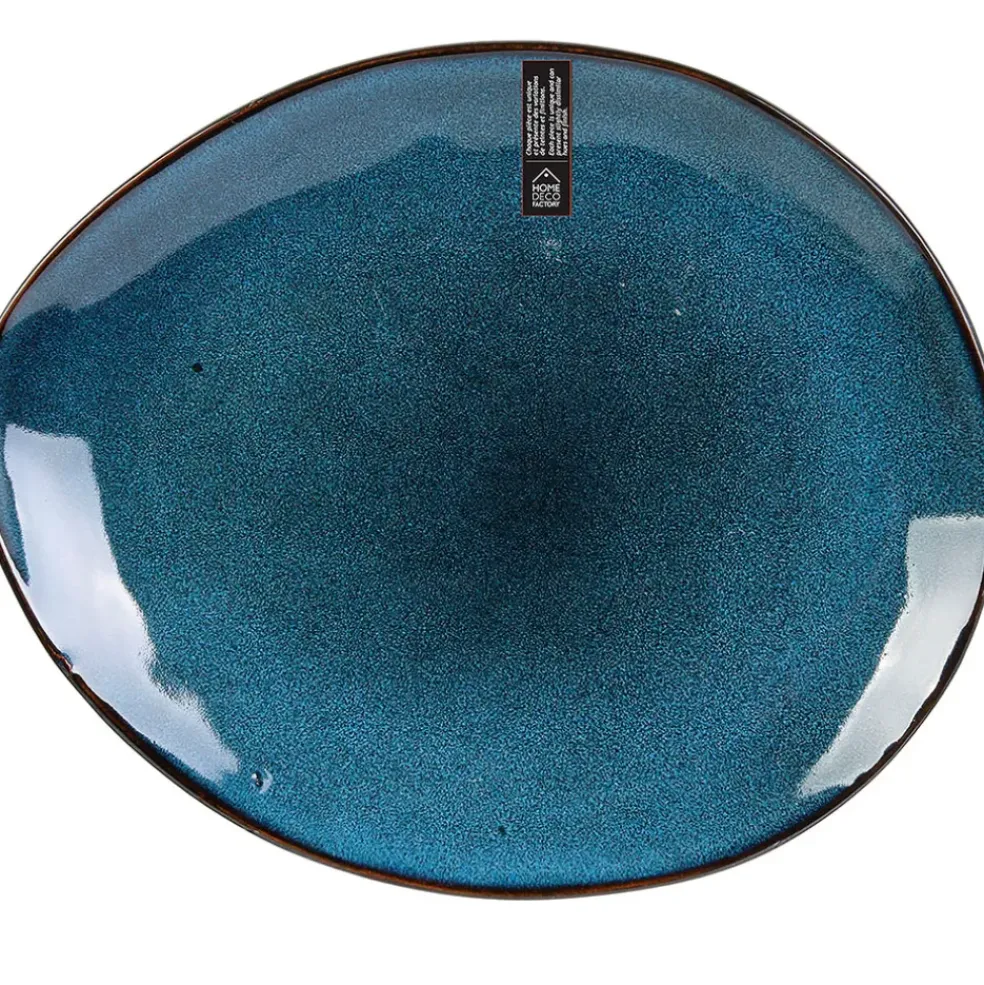 Assiette galet en grès bleu d22cm - au gres du temps
