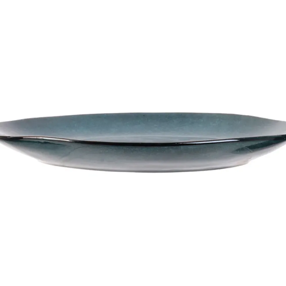 Assiette galet en grès bleu d22cm - au gres du temps