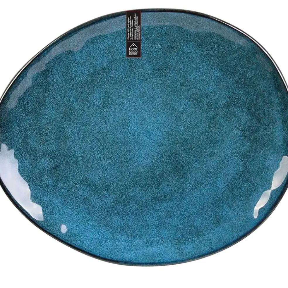 Assiette galet en grès bleu d27.5cm - au gres du temps