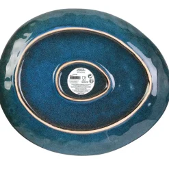 Assiette galet en grès bleu d27.5cm - au gres du temps