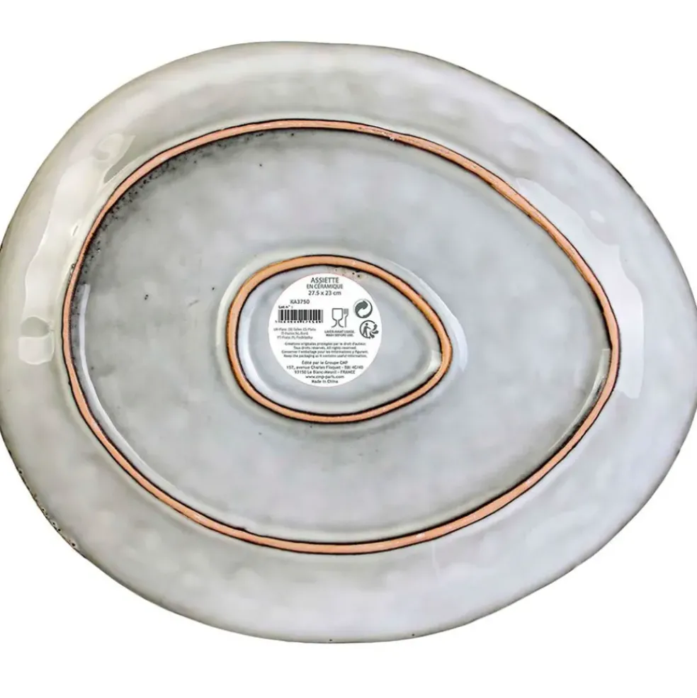 Assiette galet en grès gris d27.5cm - au gres du temps
