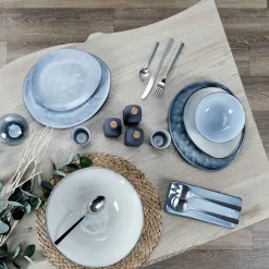 Assiette galet en grès gris d27.5cm - au gres du temps