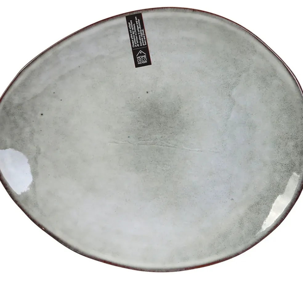Assiette galet en grès gris d22cm - au gres du temps