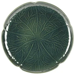 Assiette plate chou en grès vert d27cm