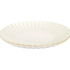 Assiette plate en céramique beige d27cm - Vlora