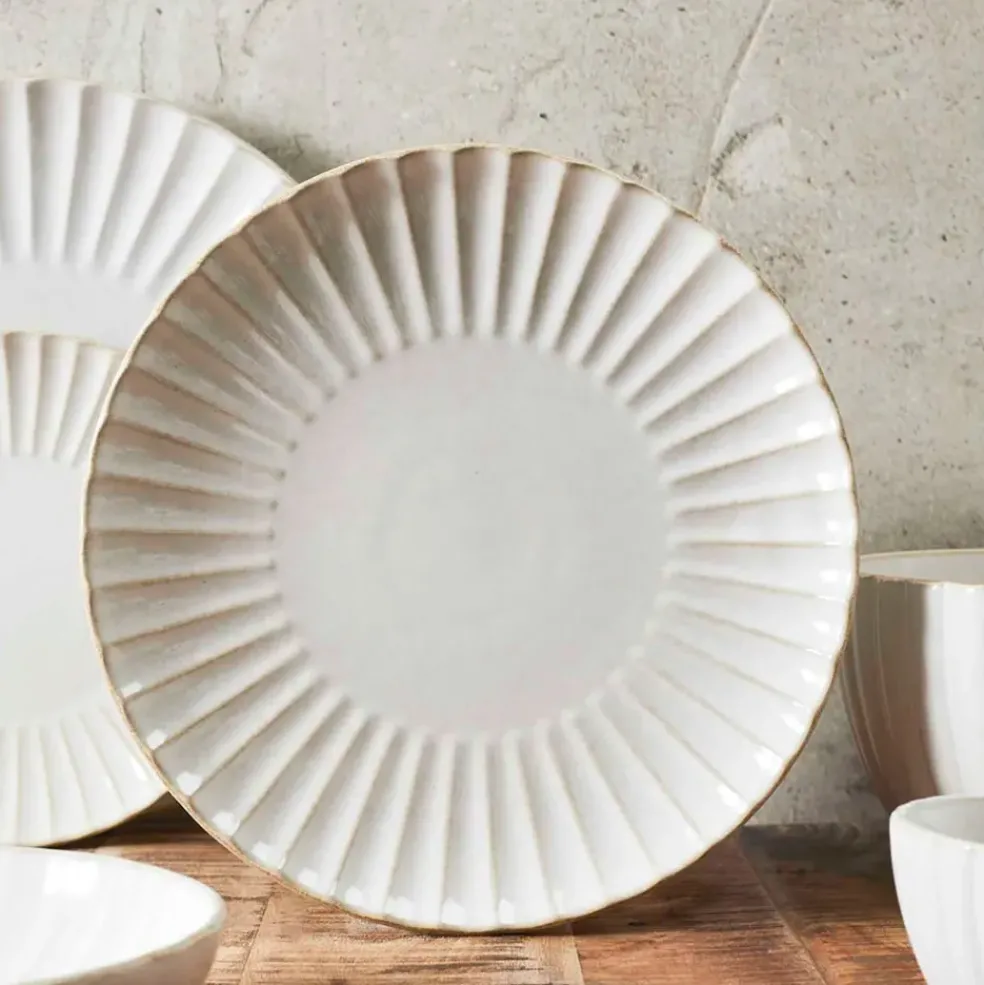 Assiette plate en céramique beige d27cm - Vlora