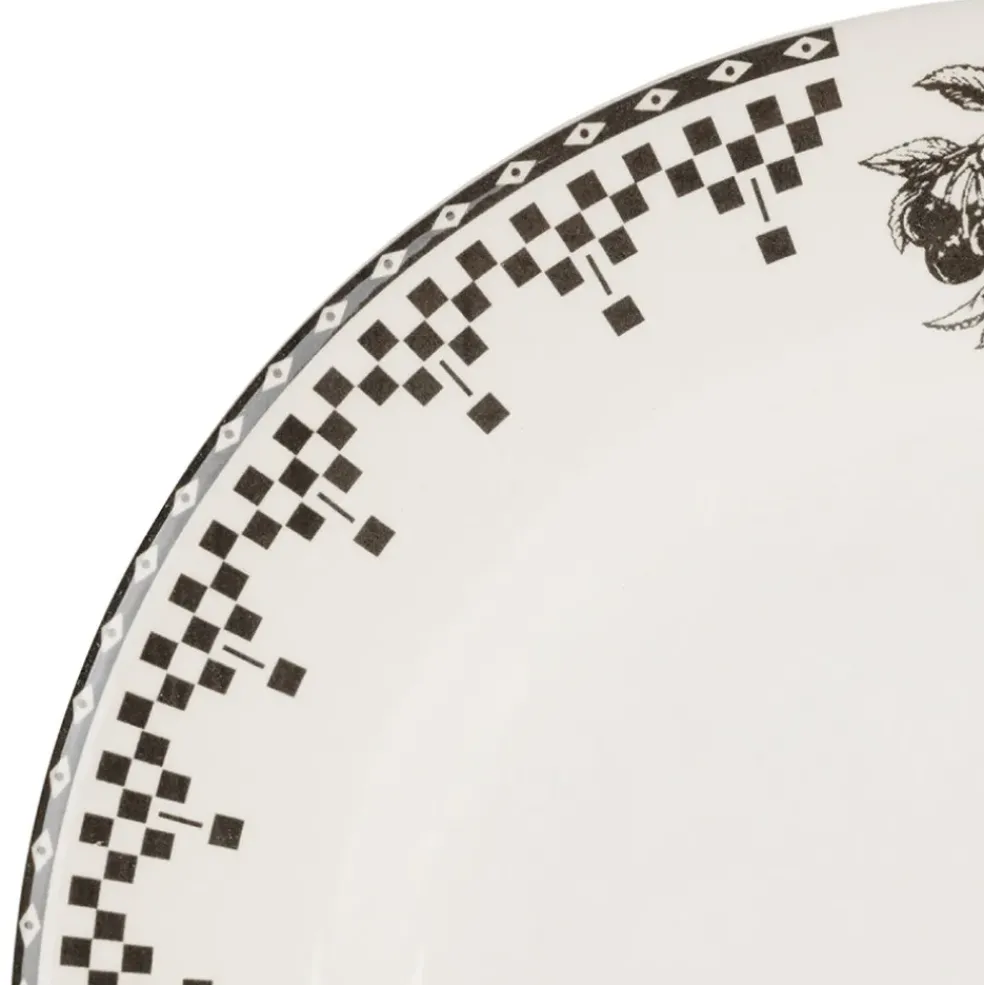 Assiette plate en faïence anthracite d27cm - Damier