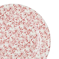 Assiette plate en faïence bordeaux d26cm -p'tites fleurs