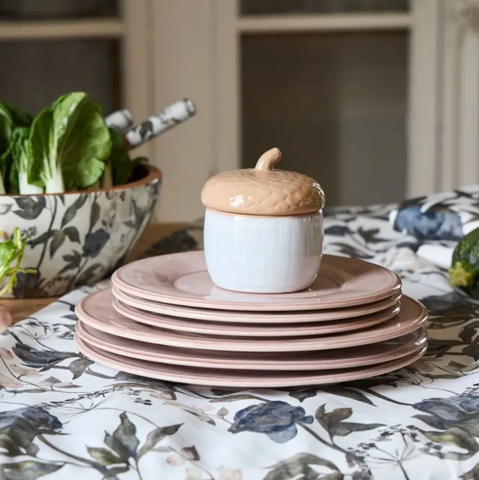 Assiette plate en faïence rose poudré d28.5cm - constance