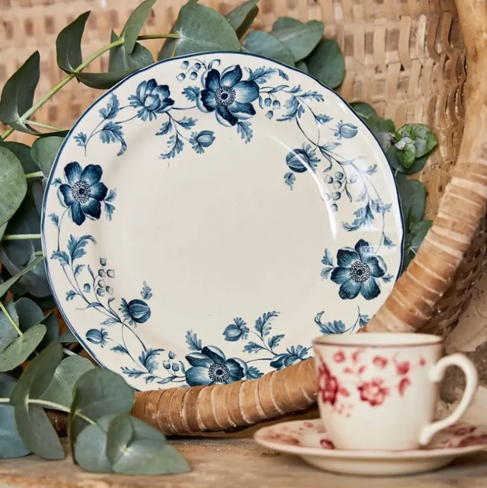 Assiette plate en faïence bleu d26cm - Margaux