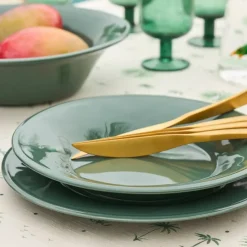 Assiette plate en faïence romarin d28.5cm - Constance