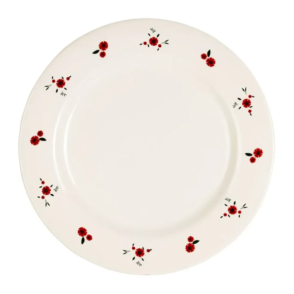 Assiette plate en faience rouge d27cm - Paquerette