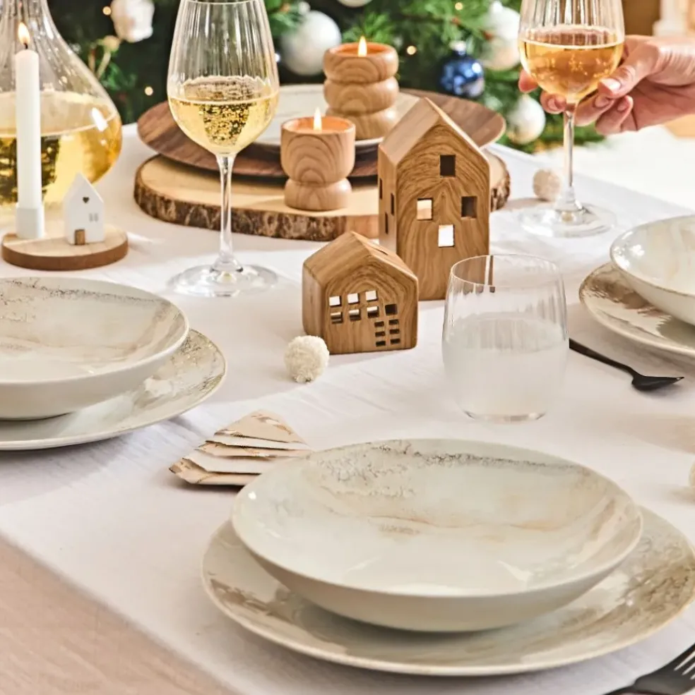 Assiette plate en grès blanc d27cm - mojave
