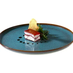 Assiette plate en grès bleu d27cm - Volga