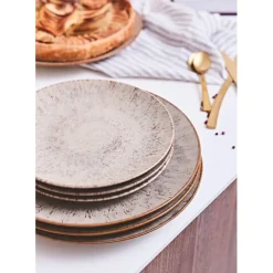Assiette plate en grès brun d27cm - Akaris